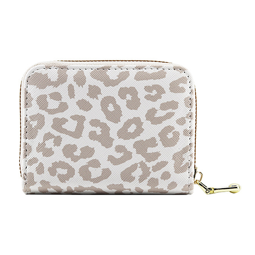 White Leopards Print Zipper Card Bag Wear-Resistant Ultra-thin Card Sleeve Business Wallet for Credit Card Storaging 지갑