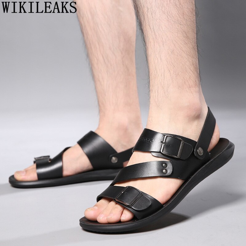 Verano monje Correa Sandalias de hombre de cuero de correa hebilla Sandalias para hombres al aire libre Sandalias de playa, Zapatos de los hombres Sandalias Zapatos