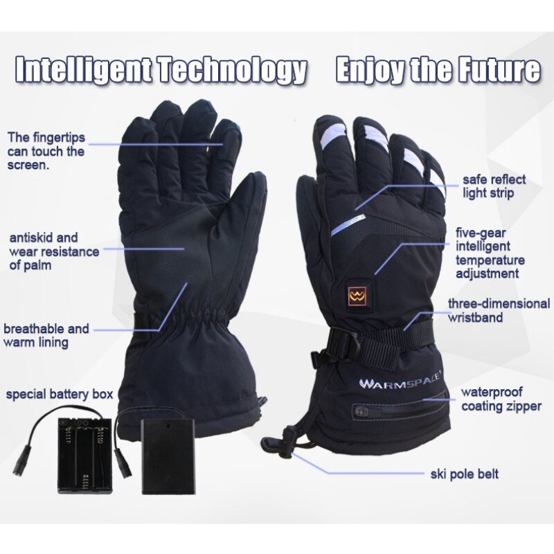 Udendørs vinter elektriske termiske handsker vandtætte usb opvarmede handsker batteridrevet berøringsskærm ski cykling snehandske handske