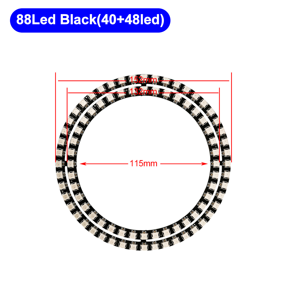 DC5V WS2812B DIY anillo Led direccionable individualmente WS2812 IC incorporado 5050 RGB módulos redondos círculo Arduino luz 8 a 148 píxeles: Castaño