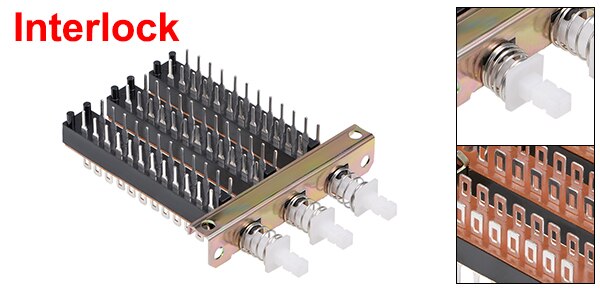 1Pc Interlock/Latching Push Button Switch Piano Type 6/12/18/24Pin 1/2/3/4/5/6/7/8 Row Straight Through Hole Straight Key Switch: SKY BLUE