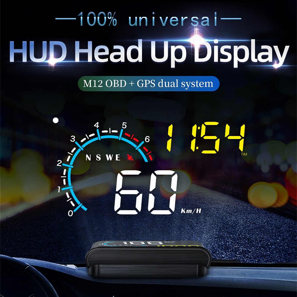Konrisa smart tripcomputer bil obd 2 head up display hud+gps med modlysblænde forrude projektor elektronisk spændingsalarmsystem