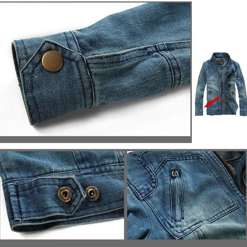 Utländsk manlig jeansjacka avtagbar huva herr jeansjacka jeansjacka jeans storlek m -5xl