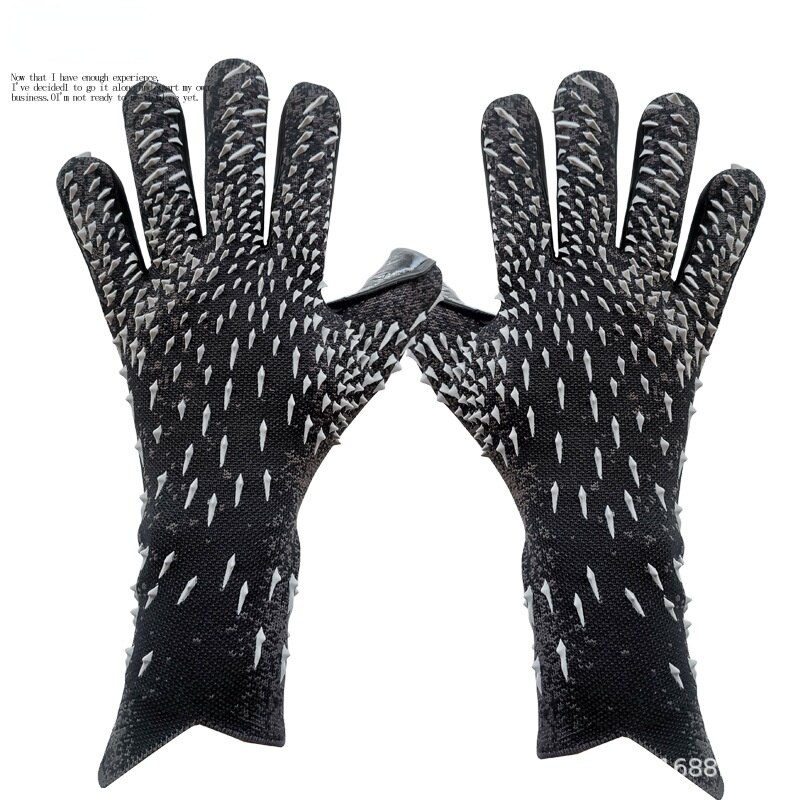 4MM Men Goalie Soccer Goalkeeper Gloves Thicken with Slip Protective Full Latex Football Gloves for Adult Child: Black / 8