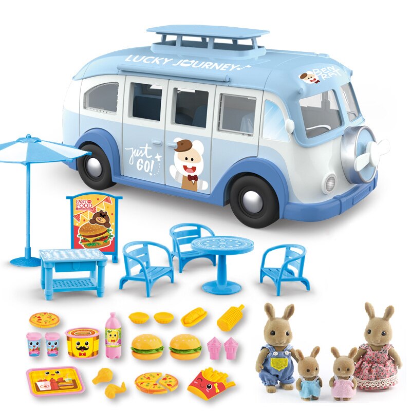 Per bambini di Simulazione Giocattolo Gioco di Casa di Famiglia del Coniglio Crema di Ghiaccio di Campeggio Per Bambini Auto RV Gioco di Casa Picnic Auto Di Compleanno regalo: 8801-2-G06