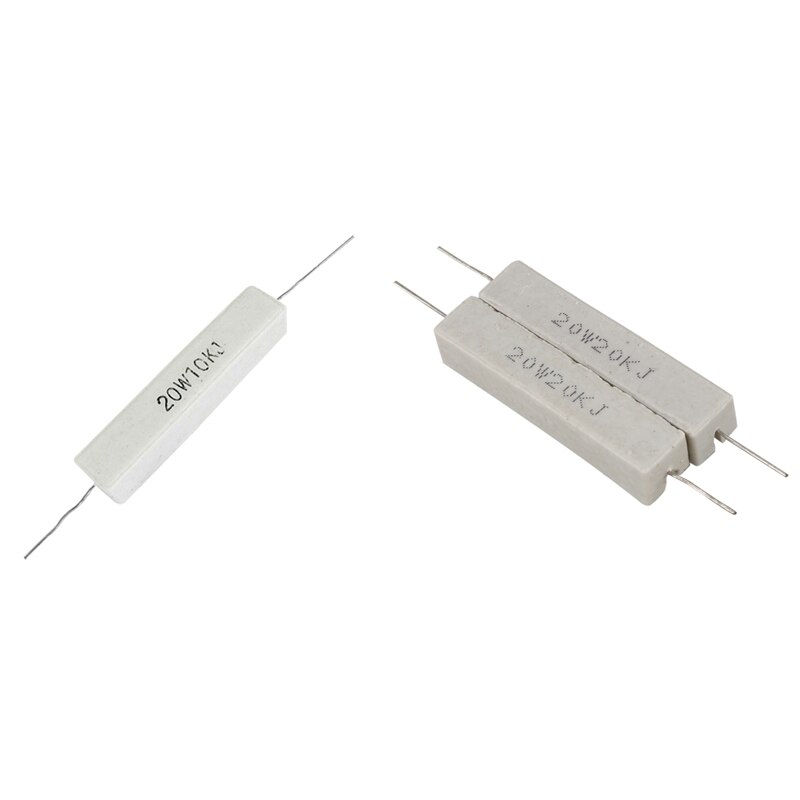 3 Pcs 20W Axial Lead Ceramic Cement Power Resistor, 2 Pcs 20K Ohm & 1 Pcs 10K Ohm
