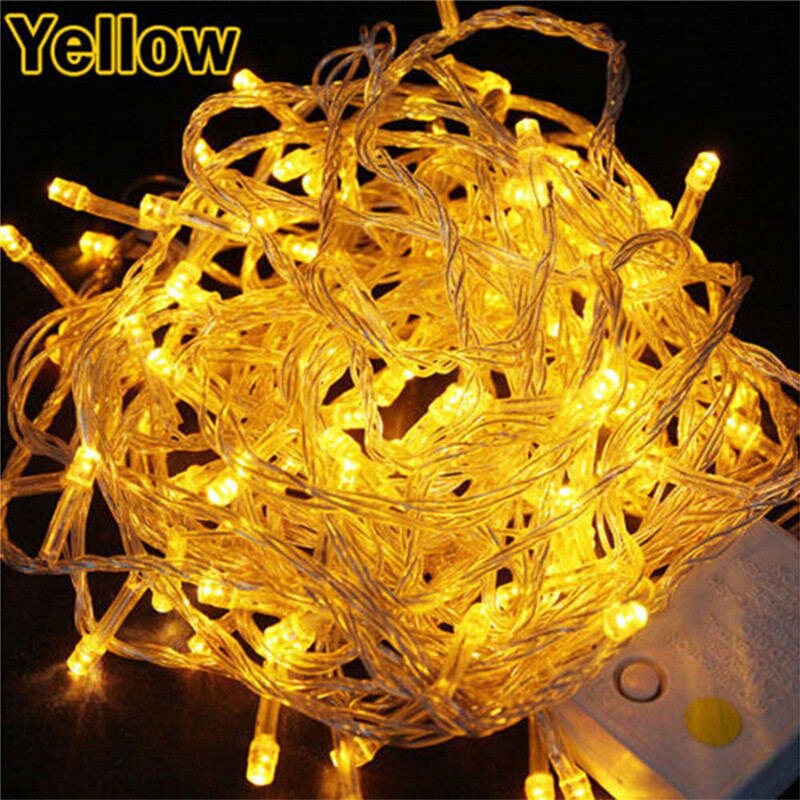 20M Waterproof 110V/220V 200 LED String lights for Christmas Festival Party Fairy Colorful Xmas Decor LED String Lights: Yellow / EU Plug 220V