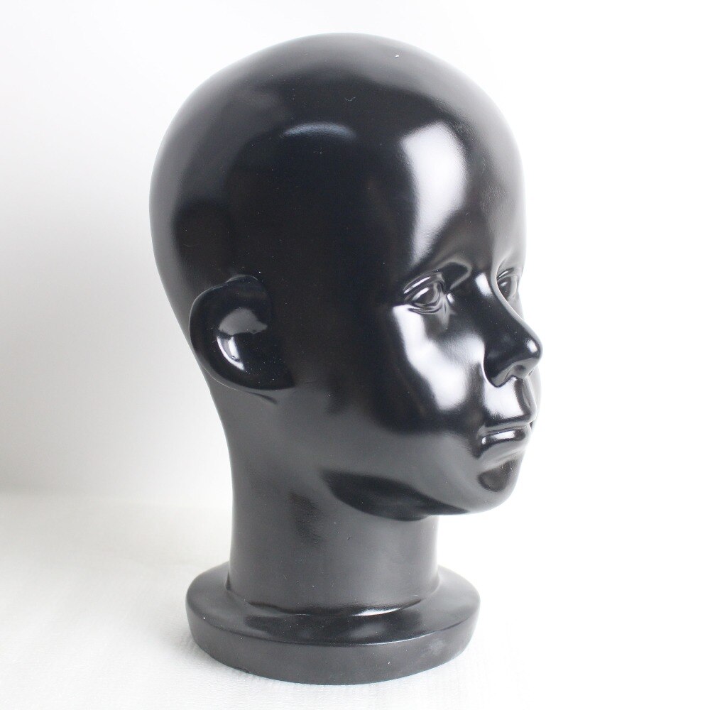 Black Fiberglass Child Children Kid Mannequin Head For Wig And Hat Display
