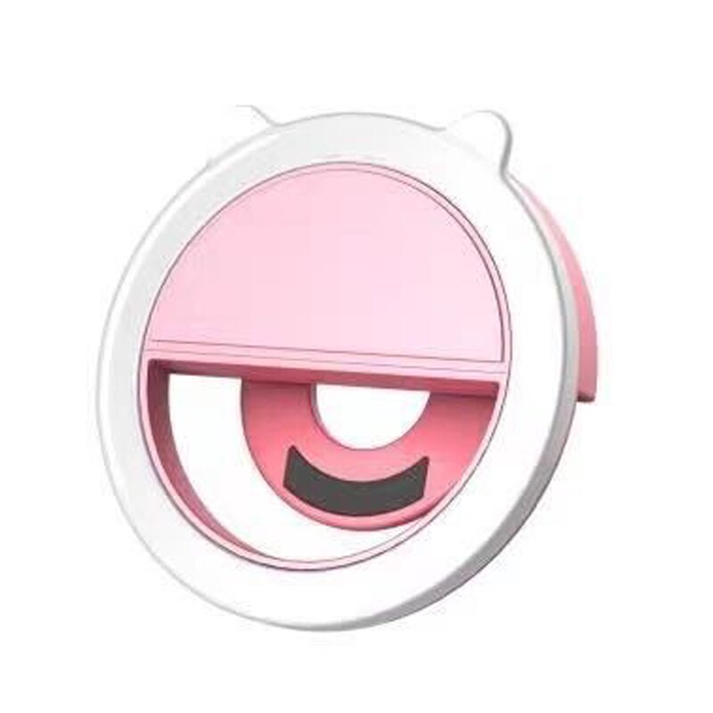 Led Kat Oor Selfie Ring Licht Mobiele Telefoon Flash Lens Schoonheid Vullen Licht Lamp Draagbare Clip Voor Foto Camera: Pink