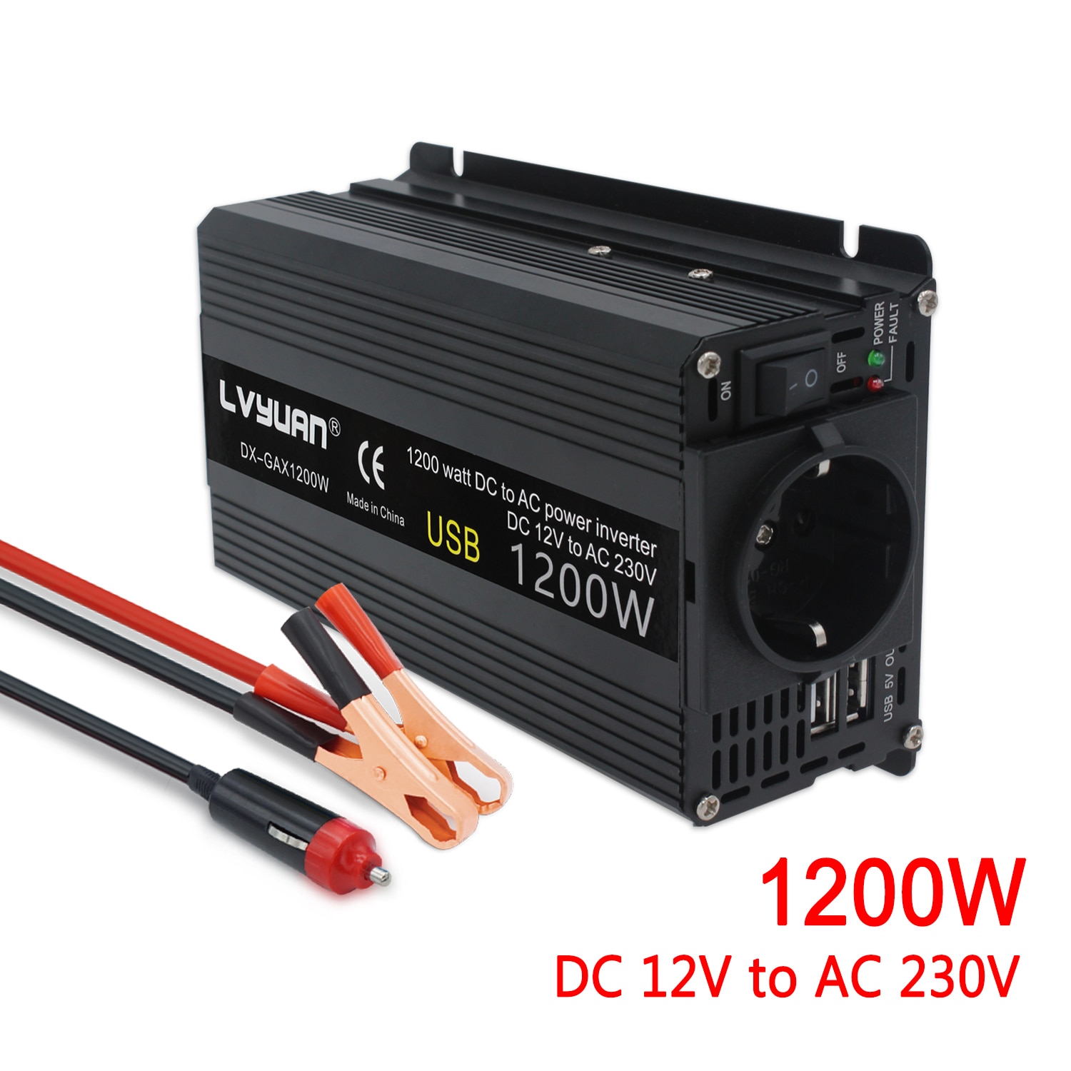 Omvormer 12 V 220 V 1200W/1500W/2000W Converter 2 Usb Eu Universele Webasto 12 volt Inversor12v 220 V Inversores Solar