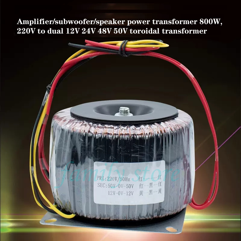 800w 220v till dubbel 12v 24v 30v 36v 48v 50v toroidtransformator, subwoofer/förstärkare/högtalartransformator