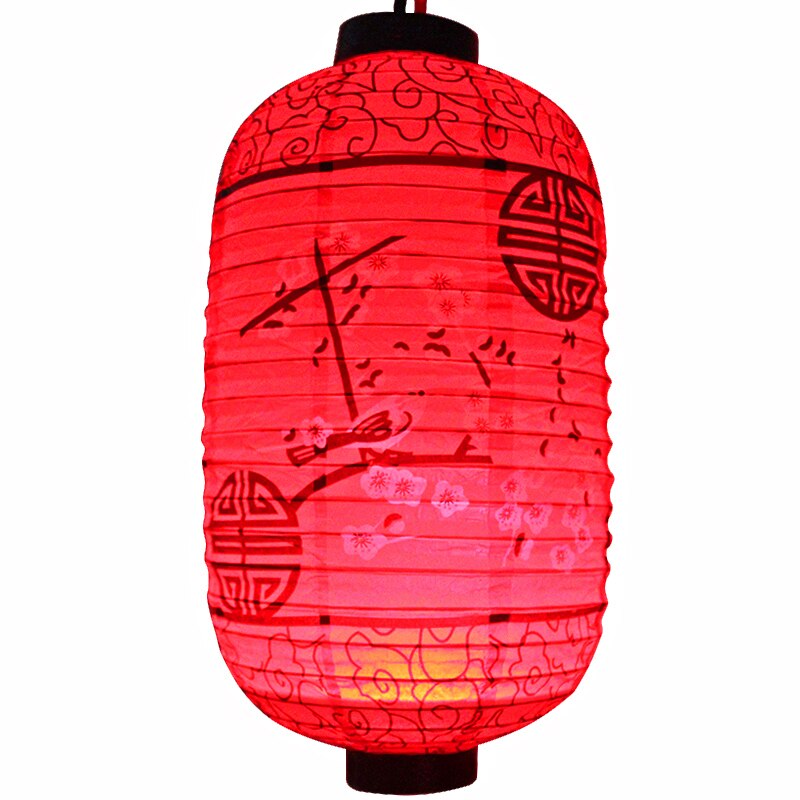 Ellipse Japanese Style Battery Red Lantern Hanging with Lamp Supplies Year's Spring and Lantern Festival Supplies