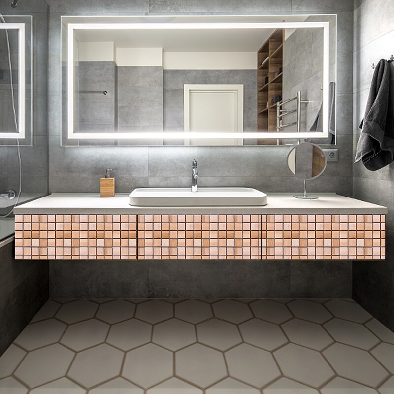 10Pcs 10*10cm 3D Self Adhesive Mosaic Tile Peel Sticker Kitchen Backsplash Bathroom Wall Tile Stickers Waterproof PVC Tiles