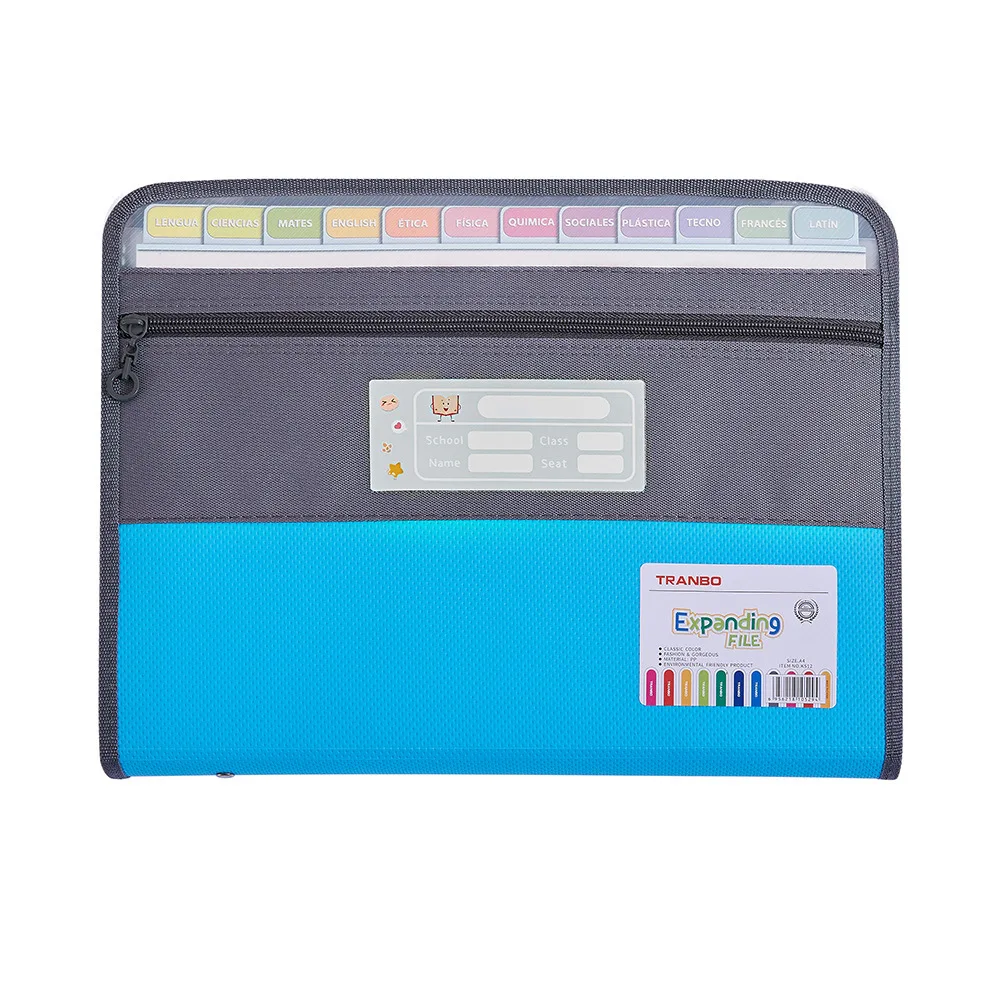 Accordion File Organizer with Safe Zipper, 13 Pocket Expanding File Folder with Front Pencil Pouch, School Office Supplies