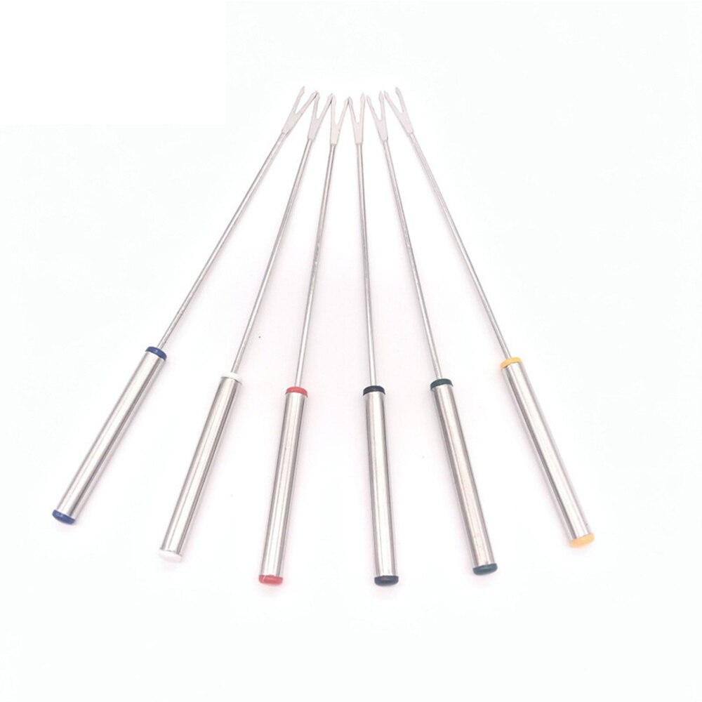 Fourchettes à Fondue au fromage, bâtonnets de Barbecue en acier inoxydable, fourchette à fruits pour la cuisson, rôtissage (couleur mixte) 6 pièces