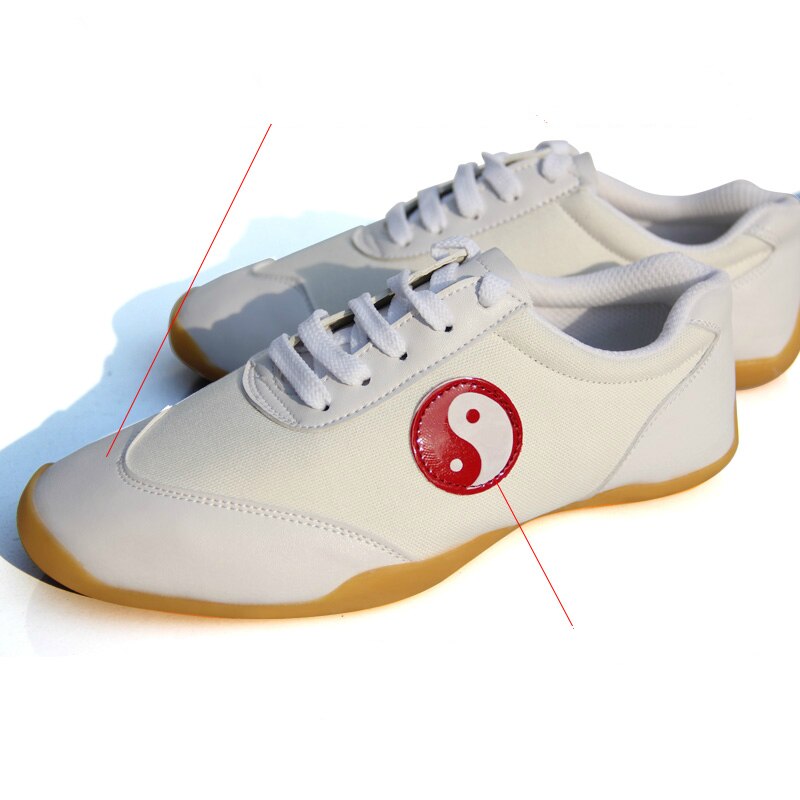 Chaussures Tai Chi Cuir Yin-Yang - Blanc, Pointures 36 à 45