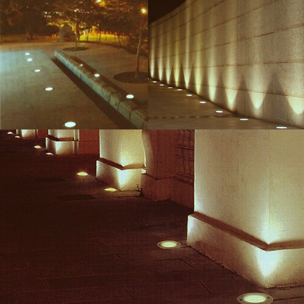 10PCS LED Deck Light Recessed Underground Light IP67 Waterproof Spotlight Outdoor Landscape Garden Decoration Warm White