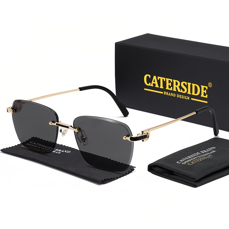 CATERSIDE pilote sans monture lunettes De Soleil hommes dégradé lunettes De Soleil femmes rétro affaires Shopping UV400 Lunette De Soleil Homme: Marron
