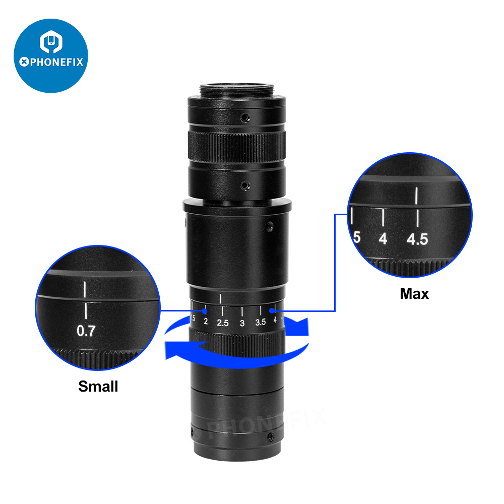 Verstelbare 180X 120X 300X 200X 130X Zoom C-Mount Lens 0.7X ~ 4.5X Vergroting 25Mm Voor Hdmi Usb industrie Video Microscoop Camera