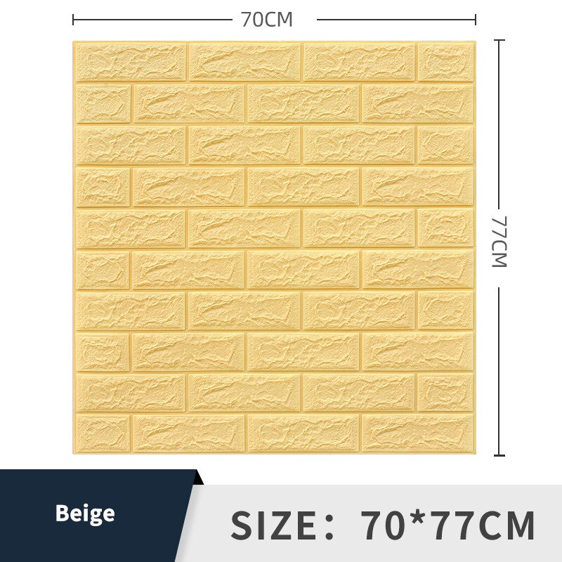 5PCS Self adhesive Waterproof TV Background Brick PVC Wallpapers 3D Wall Sticker Living Room Wallpaper Mural Bedroom Decorative: beige