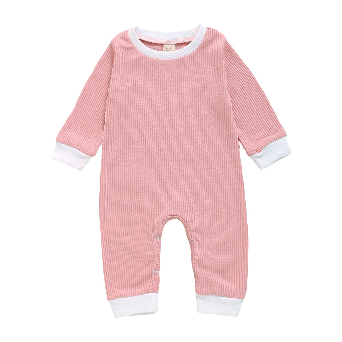 Efterår nyfødt baby drenge piger bukser solide langærmede knap afslappede jumpsuits outfits: -en / 18m