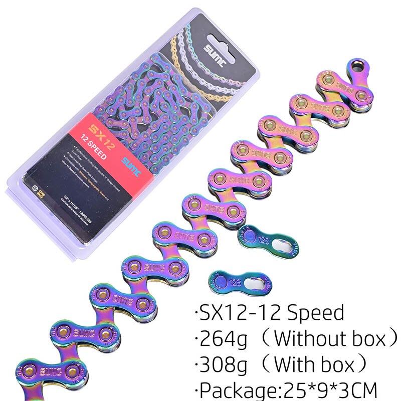 Bicycle chain Rainbow SUMC road bike mountain bike variable shifting chain 9 10 11 12 speed for M8000 M6000 M9100 M610 MTB parts: SX12 Rainbow