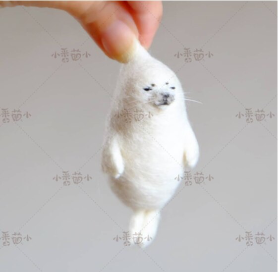 Wollen vilt prik, dier egel, kat, panda, konijn zeehond yucococafe. wollen vilt naaldvilten decoratie knutselen handwerk: C