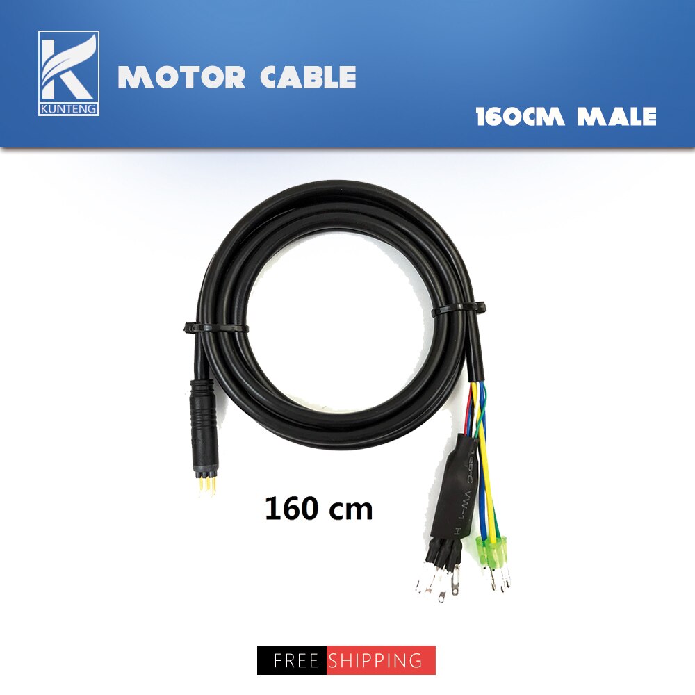 Ebike Julet Waterproof Cable 9 Pin e Bike Conversion Line Extension Adapte Cable 250W/350W/500W For Electric Bike Conversion Kit: 160cm Male