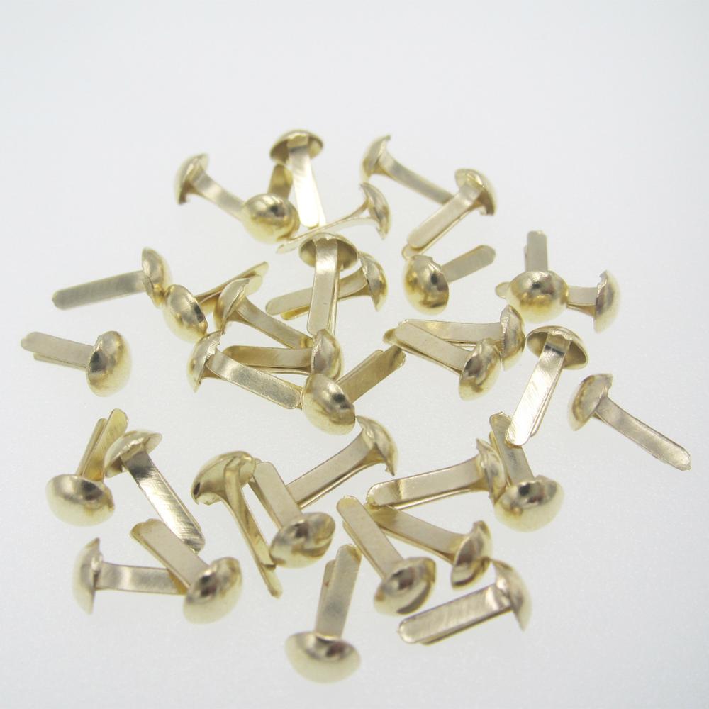 100Pcs 4.5X8Mm Ronde Mini Ijzer Brads Voor Stempelen Versiering Scrapbooking Diy Ambachten Zilver Goud Zwart Wit messing 5 Kleuren