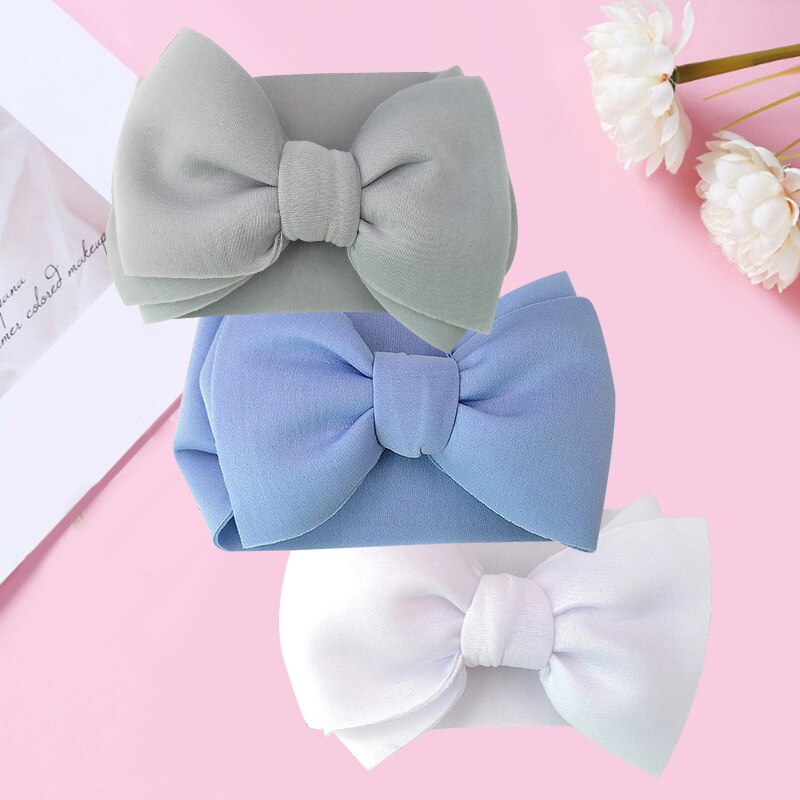 Turban à gros nœud pour bébé fille, bandeau large et doux, élastique pour -né, accessoires pour cheveux, , 3 pièces/ensemble: style G04