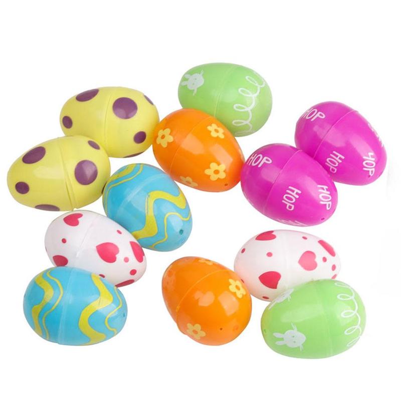 Easter Painted Eggs Twisted Egg Shells Plastic Open Educational 12 With Can Filled Be Eggs Diy Children's Toys X6B7
