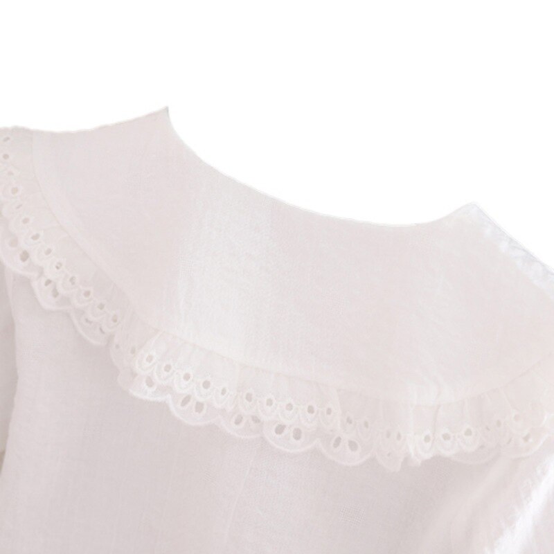 Meninas do bebê blusa camisas brancas algodão rendas camisa outono manga longa turn-down collar criança crianças topos da criança