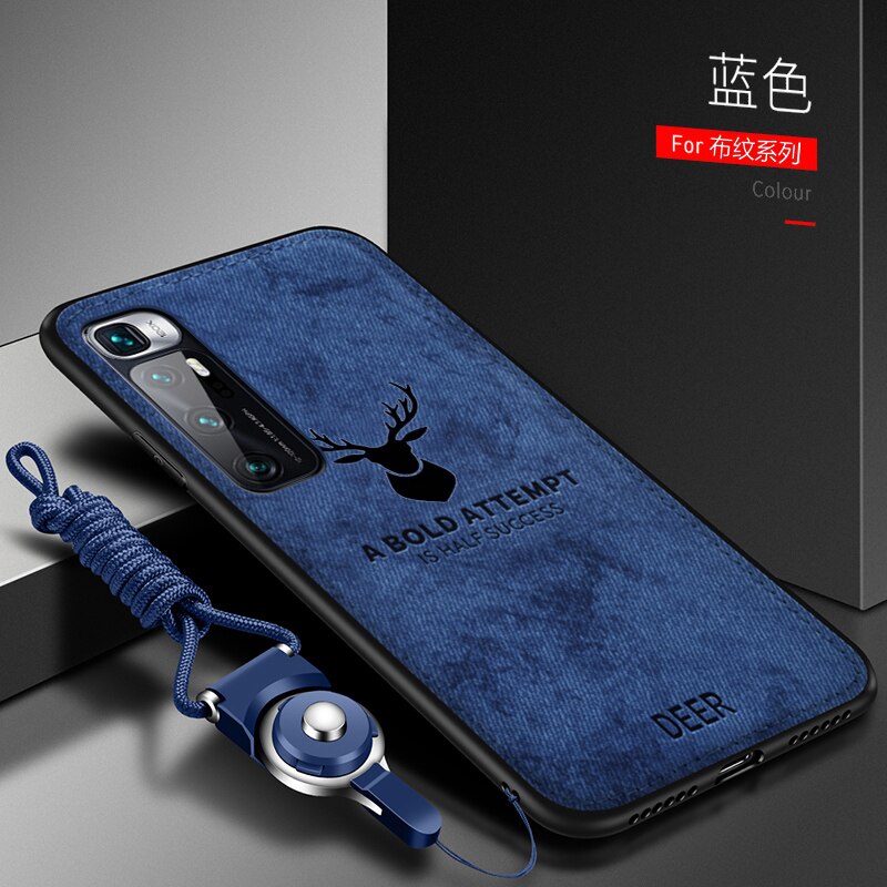 Voor Xiaomi Mi 10T Pro Case Soft Tpu + Hard Stof Herten Met Lanyard Slim Beschermende Cover Case Voor xiaomi Mi 10T Mi10T 10Tpro: For Mi 10T Pro / blue