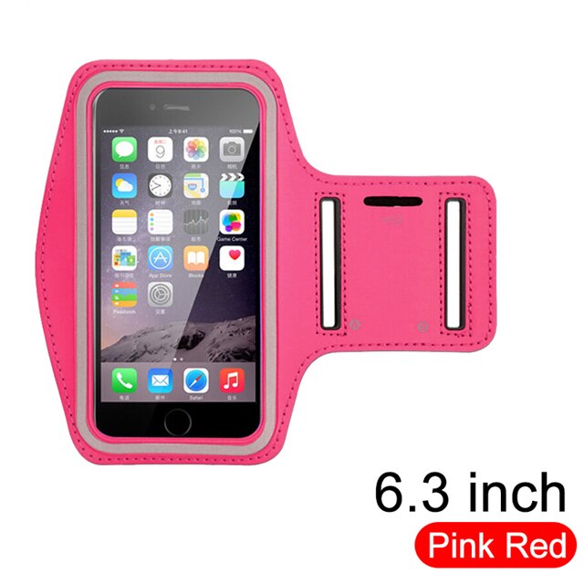 Für Redmi Hinweis 8 6,3 zoll Outdoor-Sport Telefon Cace Für Huawei P30 Lite Gym Lauf Telefon Tasche Arm Band für iPhone 11 6,3 zoll: Pink Red