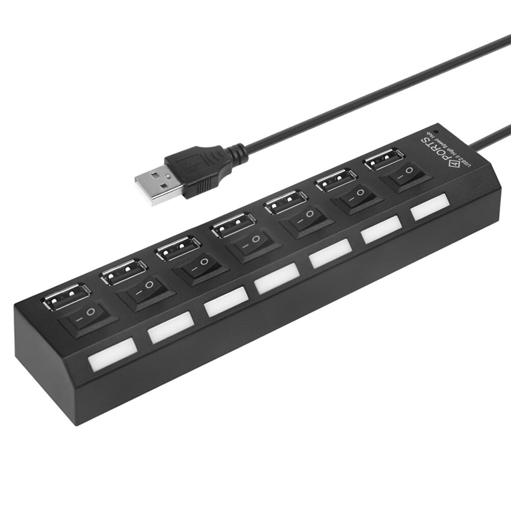 480Mbps Adapter Splitter USB Hub USB 2.0 Power Cord High Speed Multiple Expander for Office Caring Computer Supplies