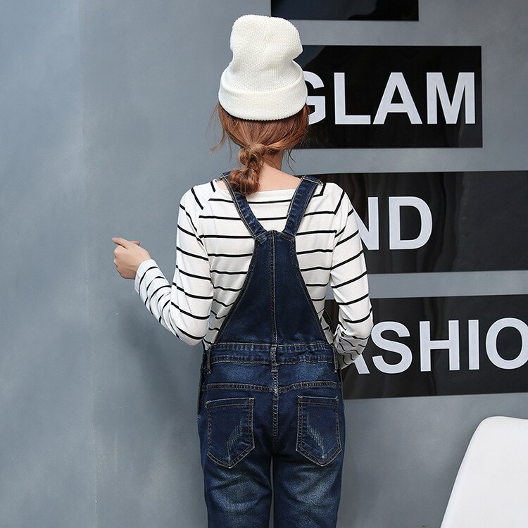 Barsel kvinder jeans denim jumpsuits casual bukser justerbar talje smækbukser graviditet mavepleje slim ben bukser