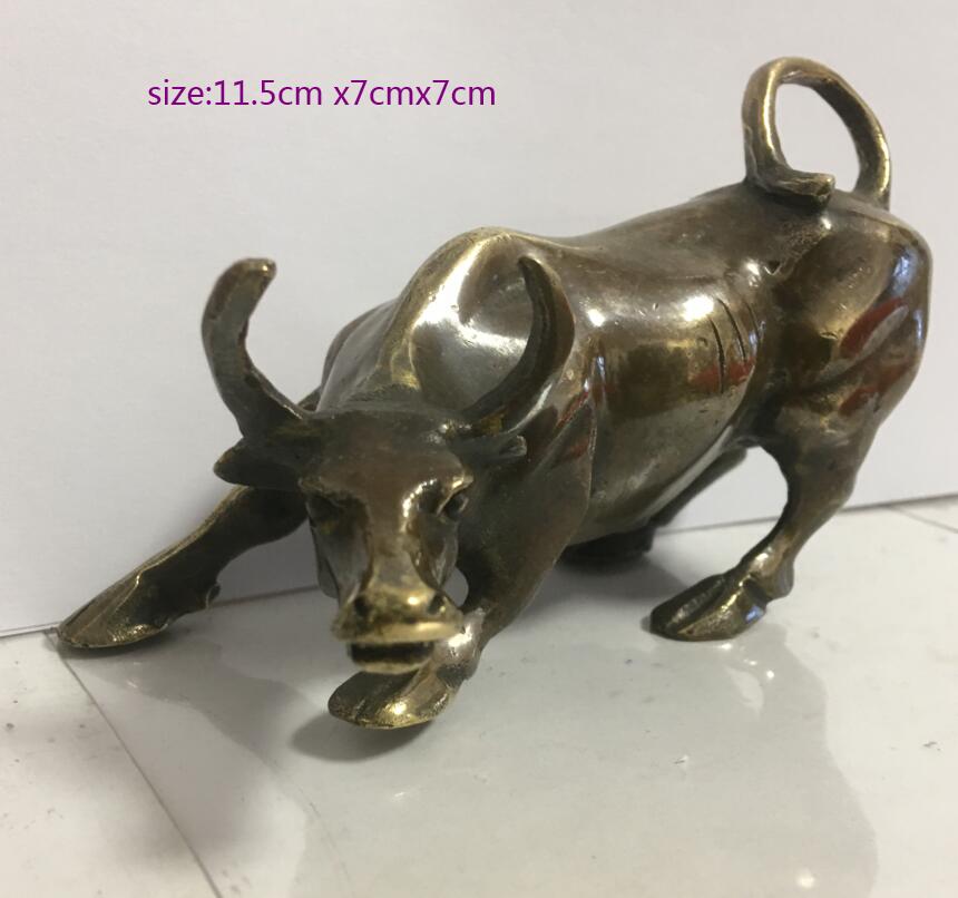 SchöNe Und Mächtigen Mauer Straße Stier Bronze- Statue Schreibtisch Eingerichtet, exquisit 11,5 cm