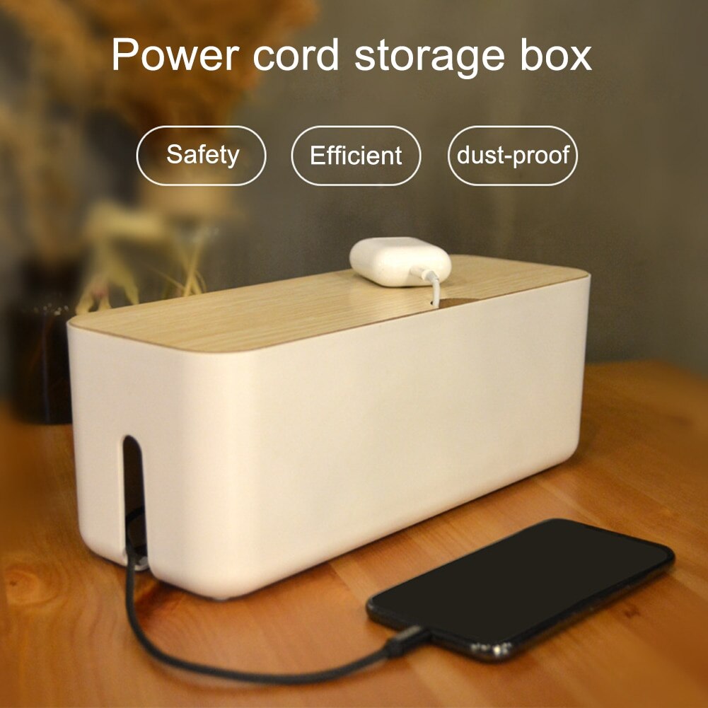 Cable Organizer Box Hard Plastic Power Strip Storage Box Cable Management Box Holder Dustproof Cover Cable Winder Organizer