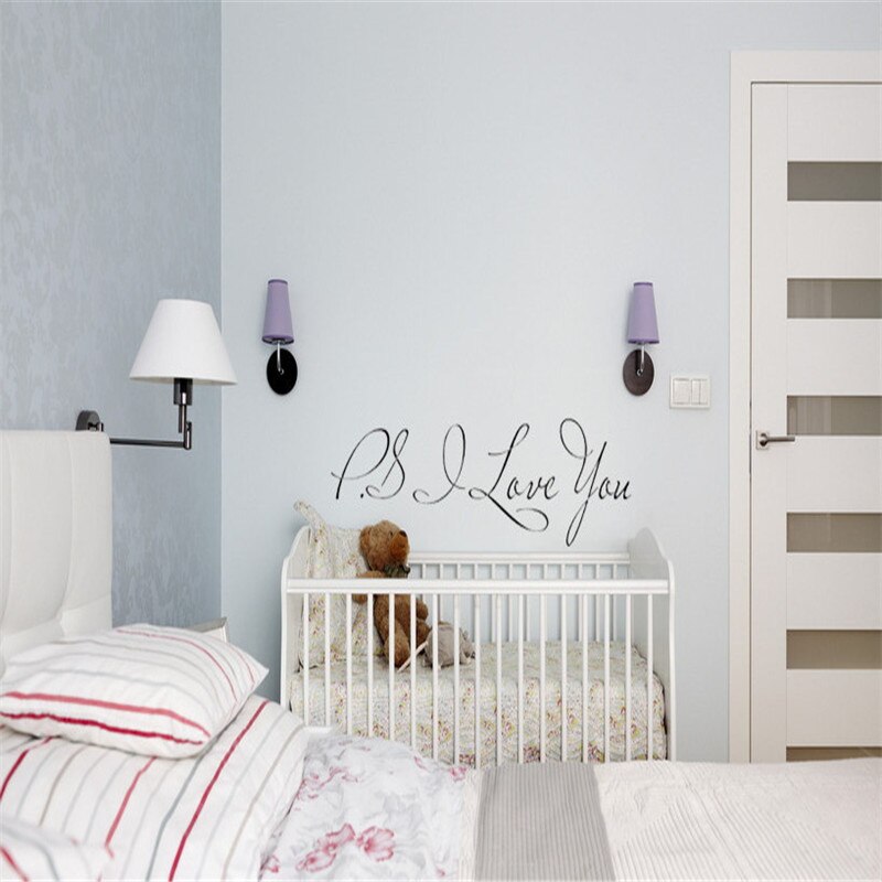 58*15cm PS I Love You Wall Art Decal Home Decor Famous & Inspirational Quotes Living Room Bedroom Removable Wall Stickers 8017
