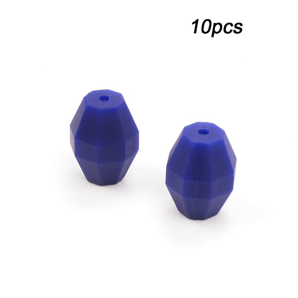 LOFCA 10pcs Baby Oak Barrel Teething Beads Geometric Shape Silicone Beads Food Grade Baby Teething Toys Chewable Jewelry DIY: Navy