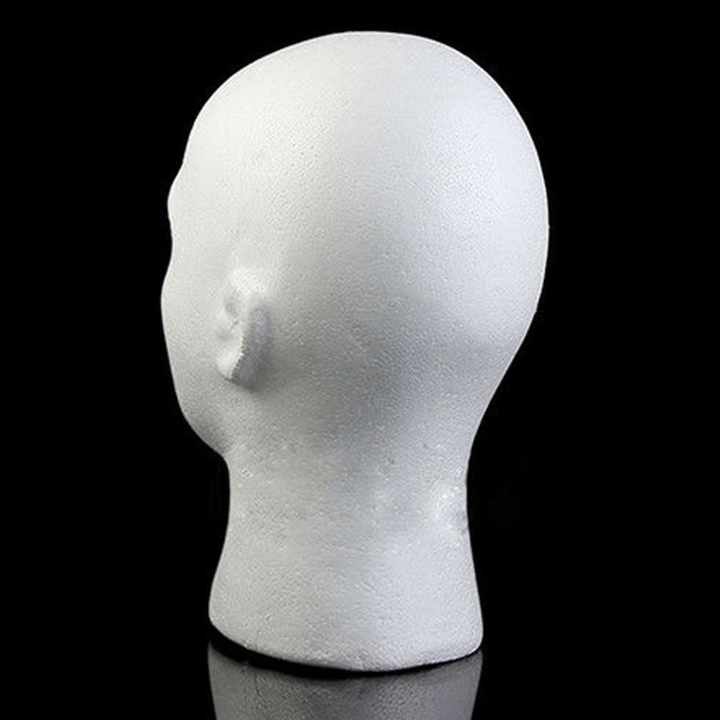 Tête de Mannequin pour homme, en polystyrène blanc, mousse, support modèle perruque, présentoir pour casque et chapeau