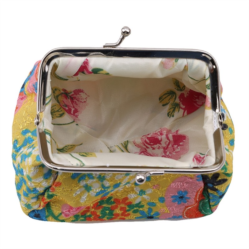 Women's Stylish Kiss Lock Storage Bag For Lipstick & Key，Floral Pattern Coin Purse