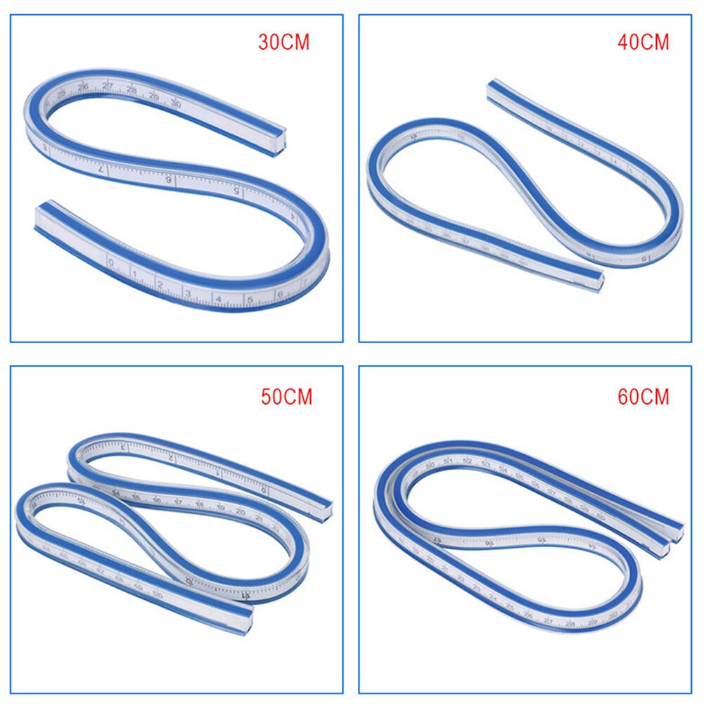 30/40/50/60CM Flexible Curve Ruler Drawing Paint Curve Measure Drafting Engineering Construction Surveying Dress Making Tool