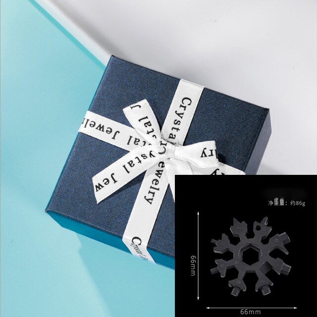 Mintiml™18-in-1 Edelstahl Schneeflocken Multi-Werkzeug bilden Schlüssel 420 Multifuction Achteckige Schlüssel Weihnachten: Schwarz mit Geschenk Kasten