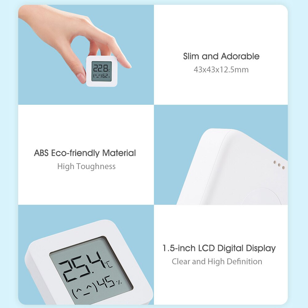 Xiaomi-termómetro Digital inteligente Bluetooth 2, higrómetro eléctrico inalámbrico, Sensor de humedad, funciona con la aplicación Mijia