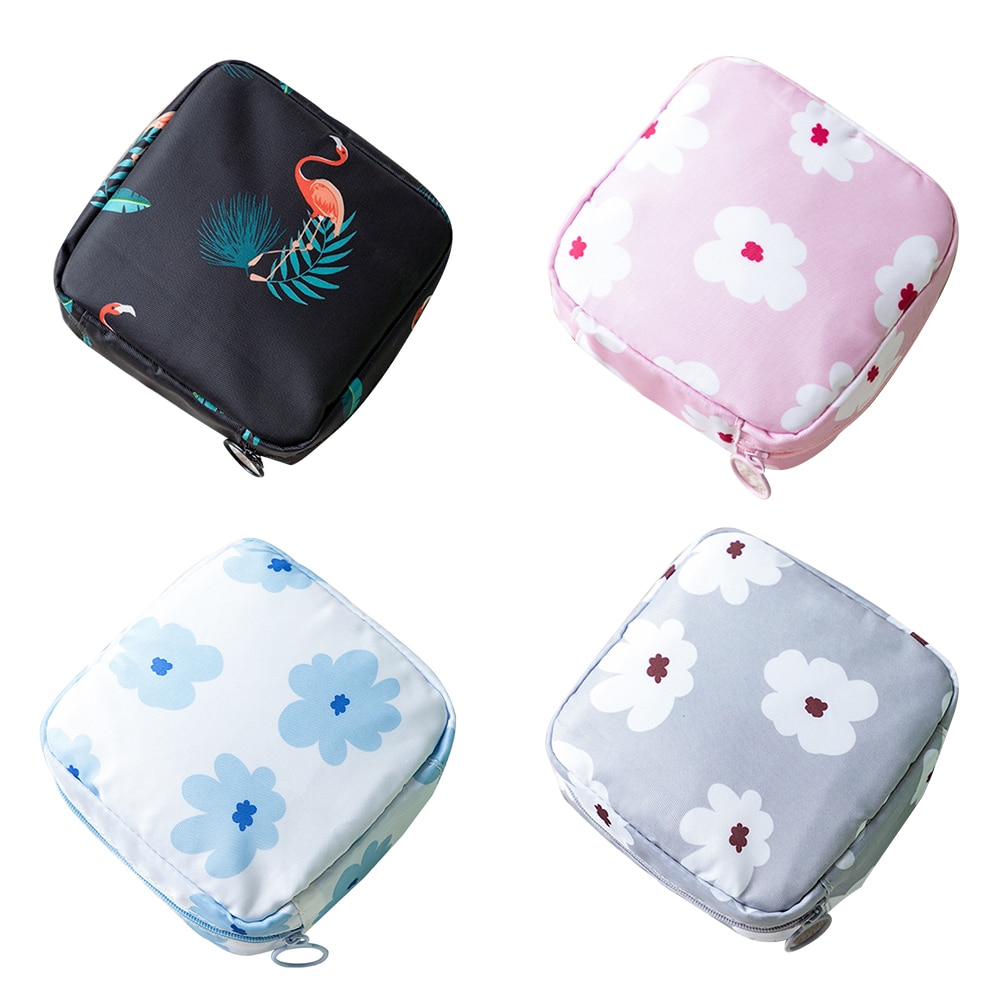 Portable Fabric Large Capacity Sanitary Towel Napkin Pad Tampon Purse Bag Organizer Pouch Girls Feminine Hygiene Pad Storage
