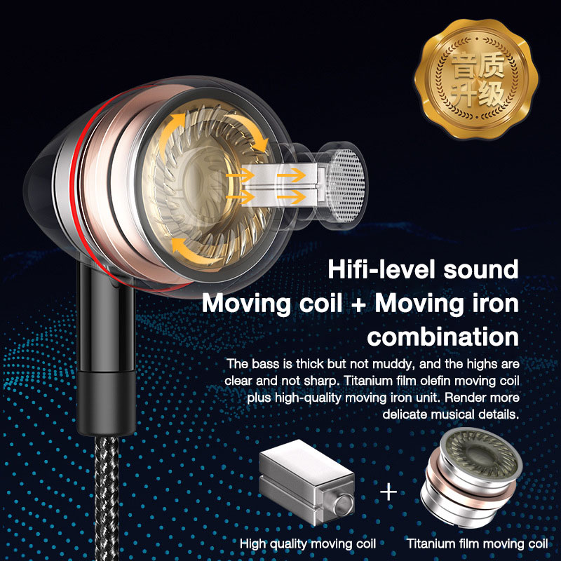 Auricolari cablati eardeco, auricolari in-ear 3.5mm, spina a gomito da 90 gradi, cuffie cablate per giocatori sportivi, per telefono con microfono.