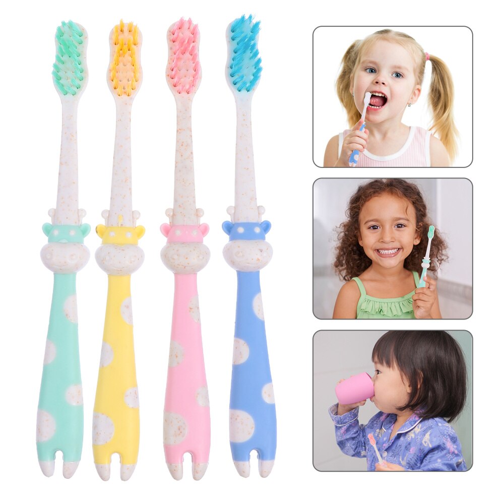 4Pcs Stro Tandenborstel Nylon Tandenborstel Baby Flexibele Tandenborstels: Default Title