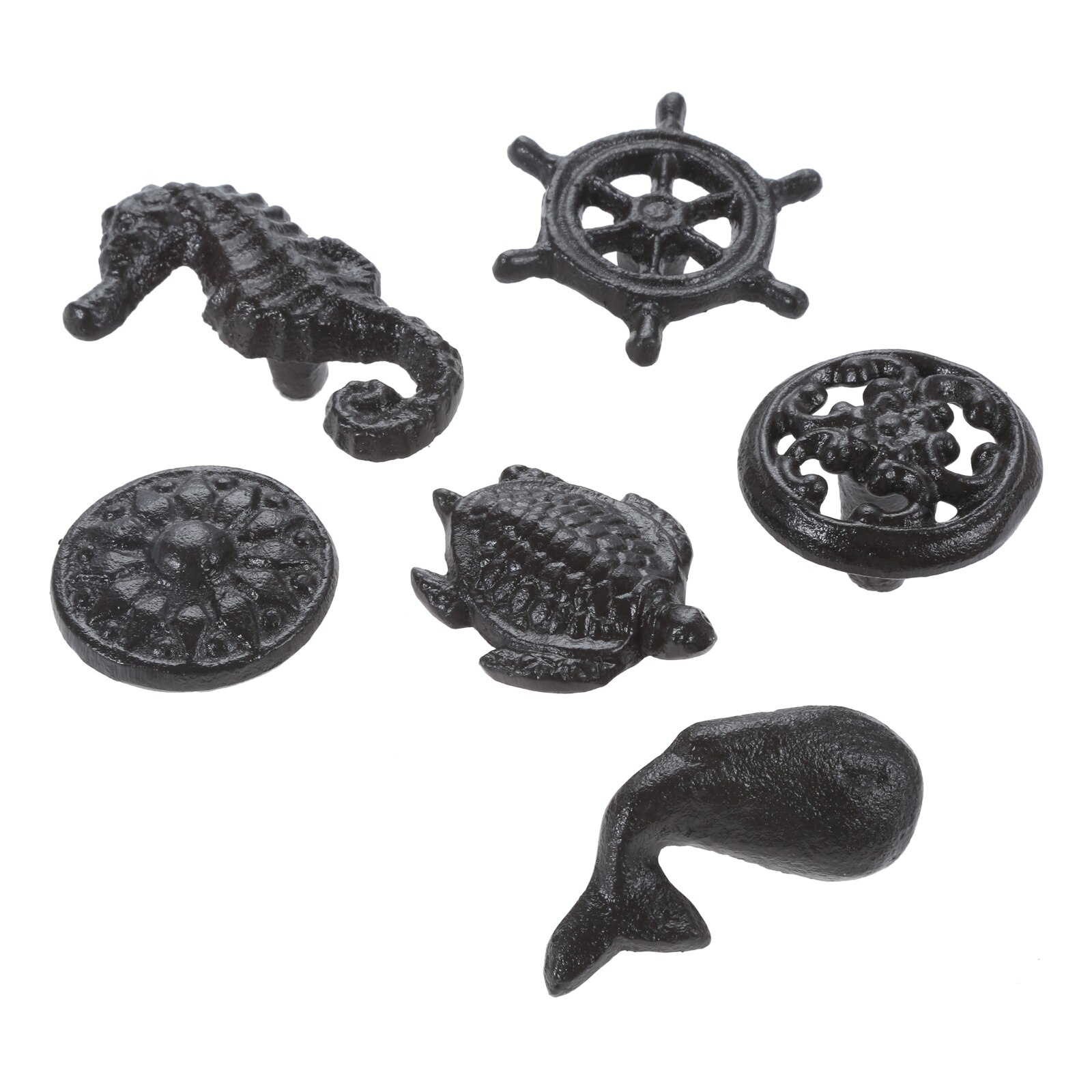 Strand Thema Pull Oceaan Stijl Handvat Walvis/Sea Turtle/Seahorse/Wiel/Bloem/Hollow Ronde Knop W/Schroef Ijzer Badkamer Meubels