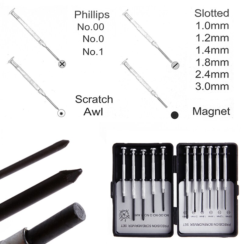 1 Set 11pcs Jewelers Micro Screwdriver Set Precision Watch Jewelry Glasses Repairs